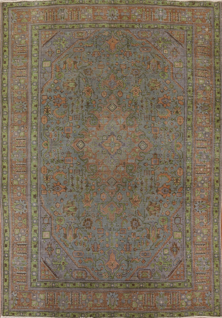 Geometric Vintage Tabriz Persian Area Rug 8x11