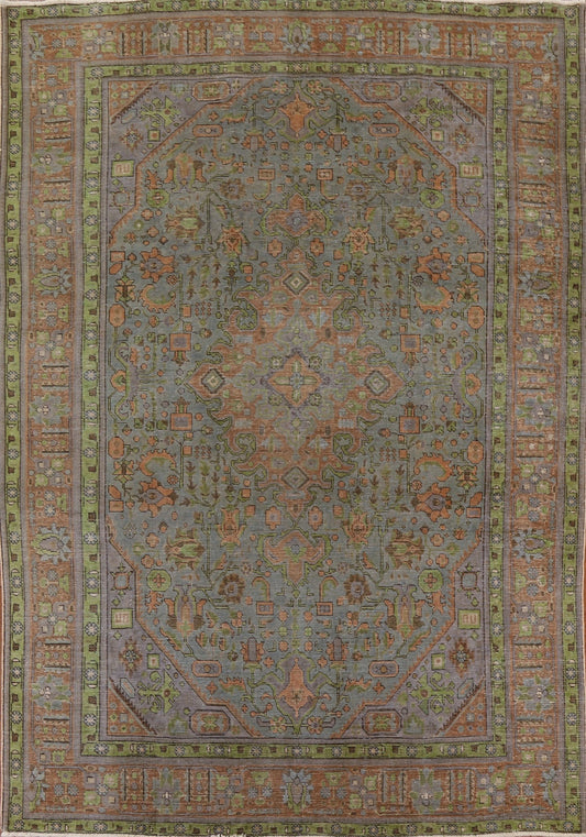 Geometric Vintage Tabriz Persian Area Rug 8x11