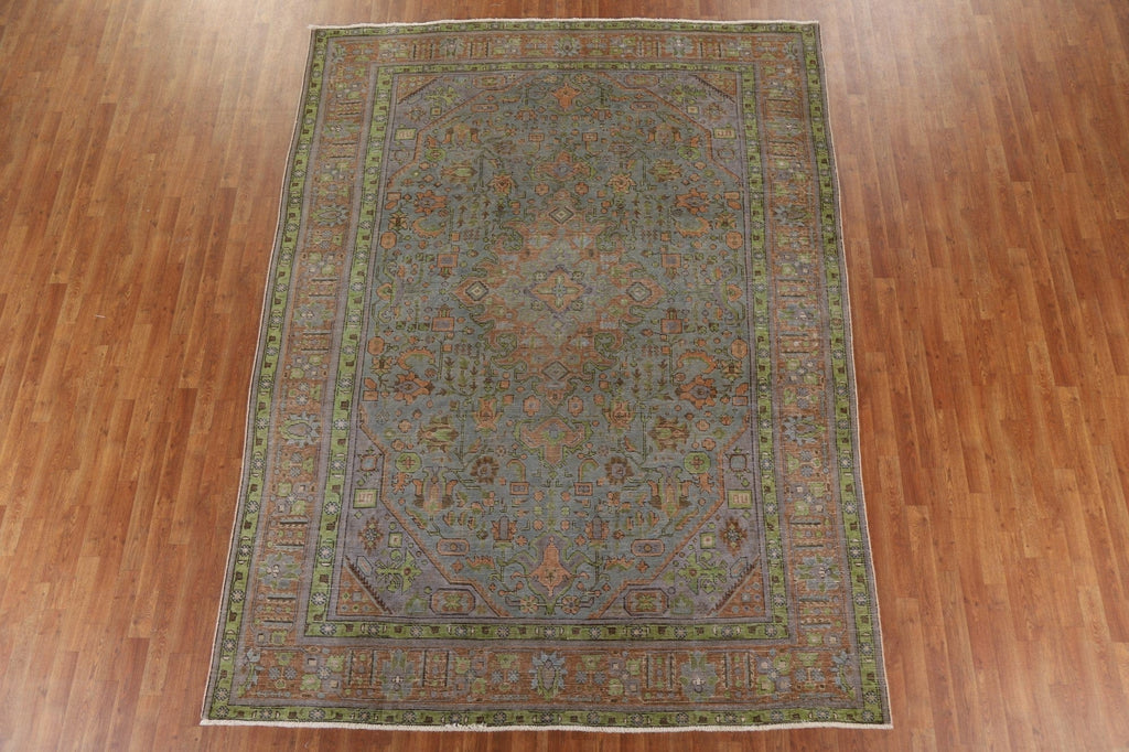 Geometric Vintage Tabriz Persian Area Rug 8x11