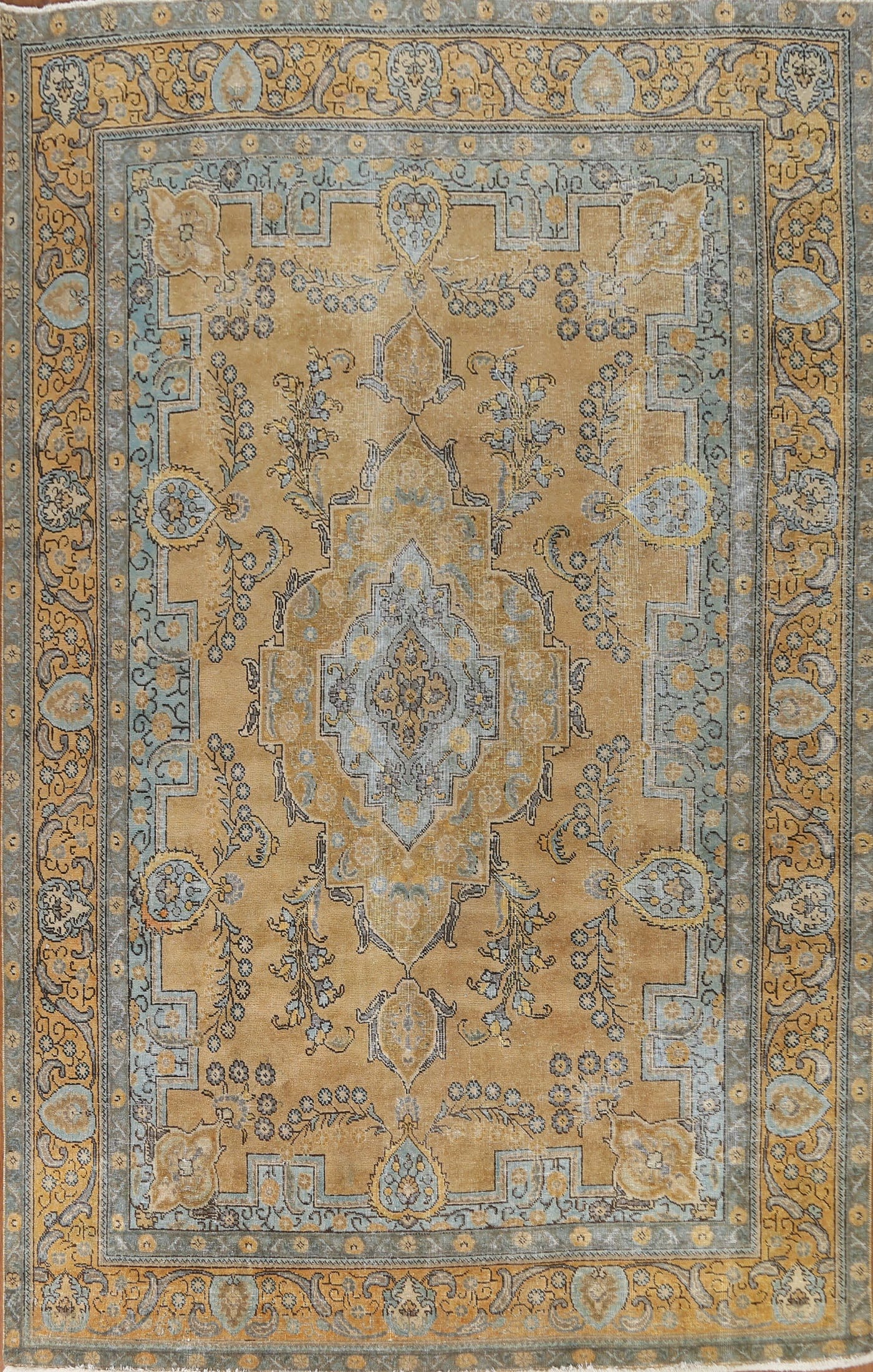 Distressed Over-Dyed Tabriz Persian Area Rug 8x12