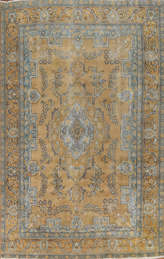 Distressed Over-Dyed Tabriz Persian Area Rug 8x12