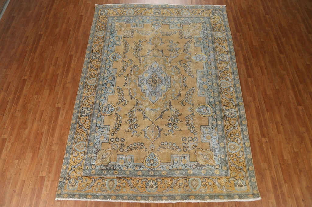 Distressed Over-Dyed Tabriz Persian Area Rug 8x12