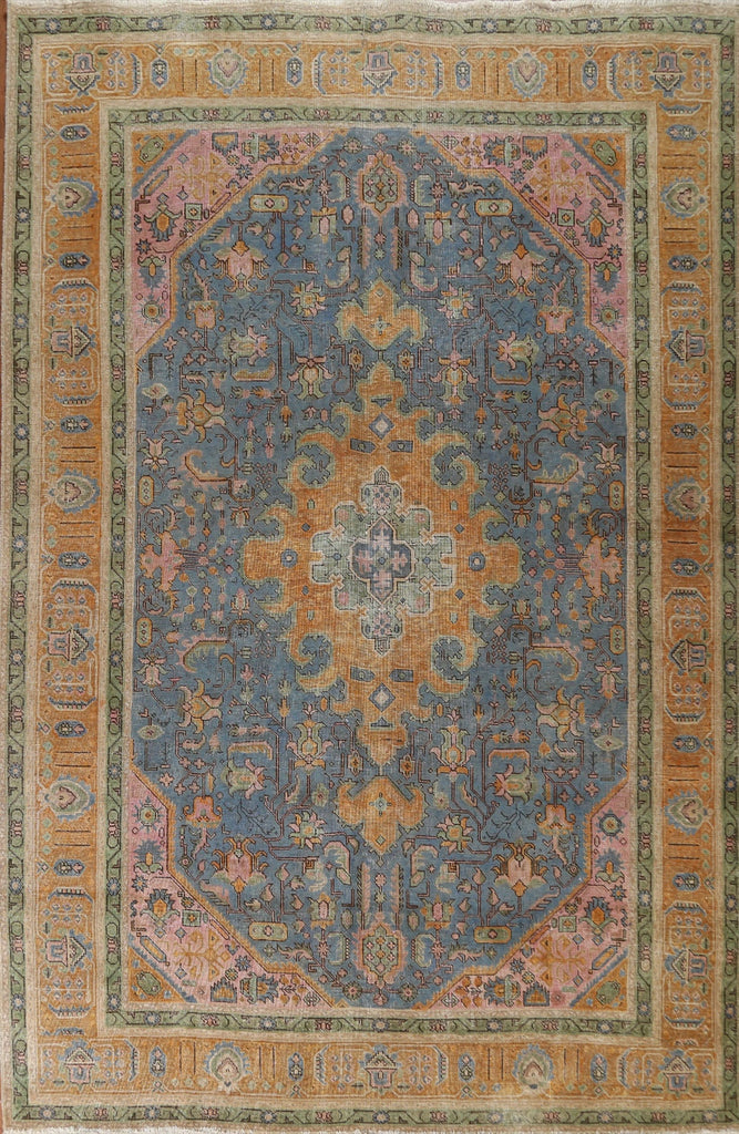 Distressed Over-Dyed Tabriz Persian Area Rug 8x11