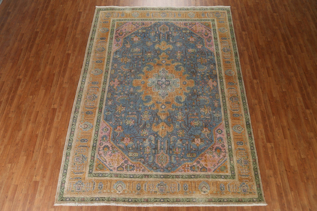 Distressed Over-Dyed Tabriz Persian Area Rug 8x11