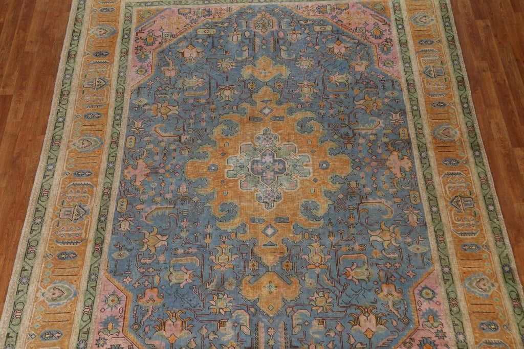 Distressed Over-Dyed Tabriz Persian Area Rug 8x11