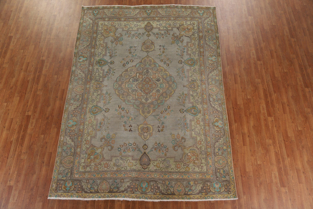 Distressed Over-Dyed Tabriz Persian Area Rug 8x11