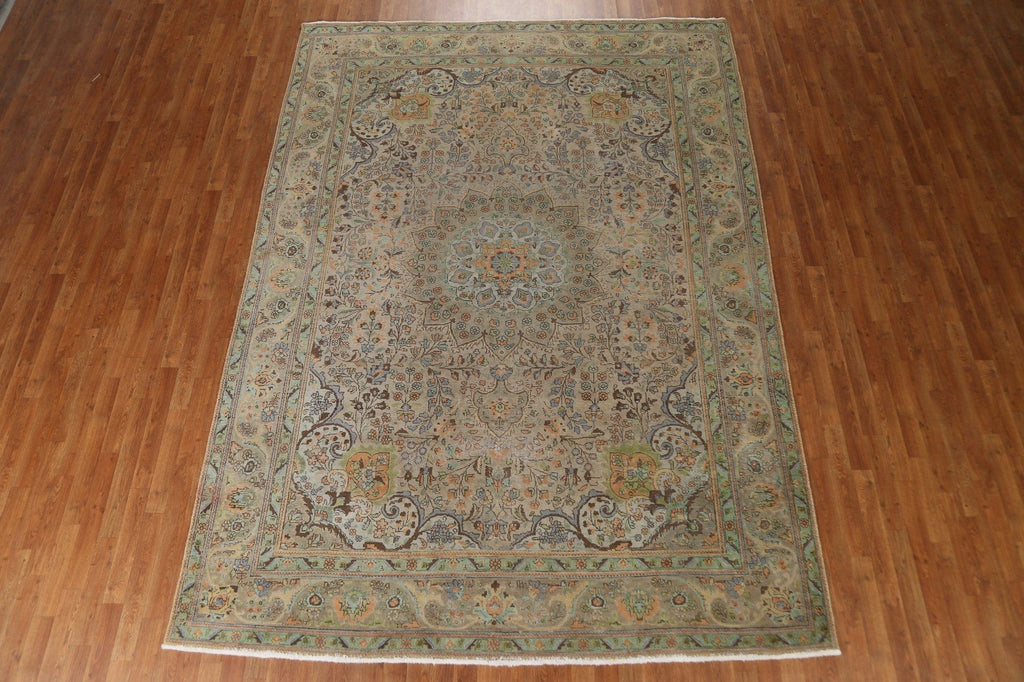 Distressed Over-Dyed Tabriz Persian Area Rug 8x11