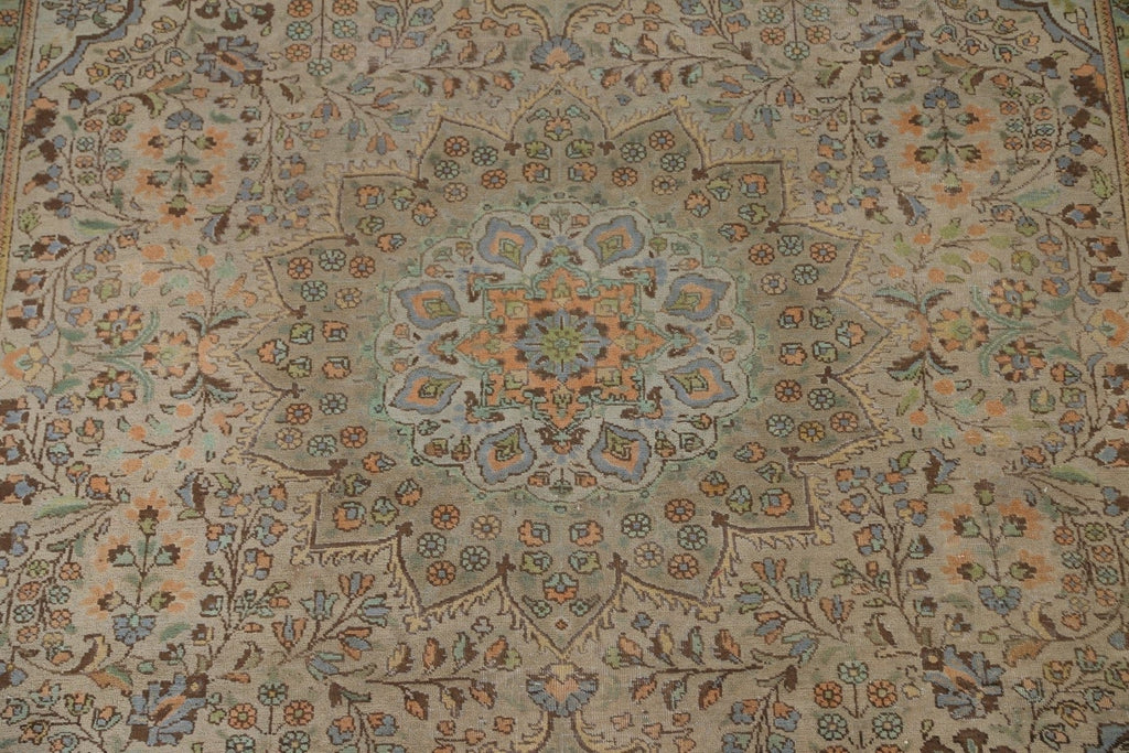 Distressed Over-Dyed Tabriz Persian Area Rug 8x11