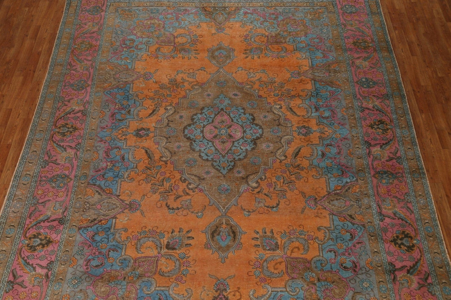 Distressed Over-Dyed Tabriz Persian Area Rug 10x13