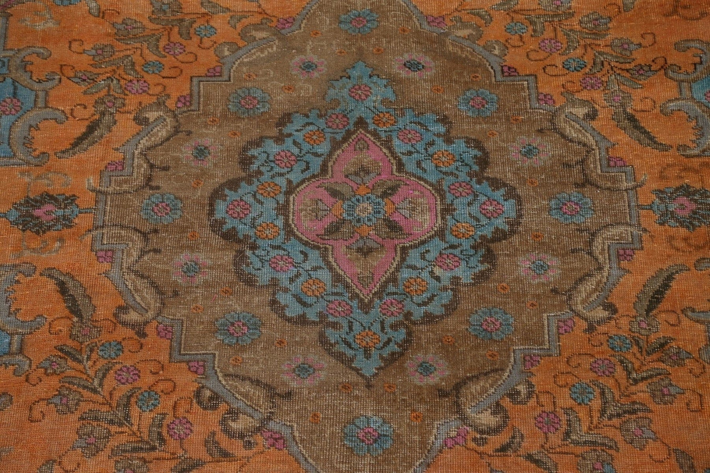 Distressed Over-Dyed Tabriz Persian Area Rug 10x13