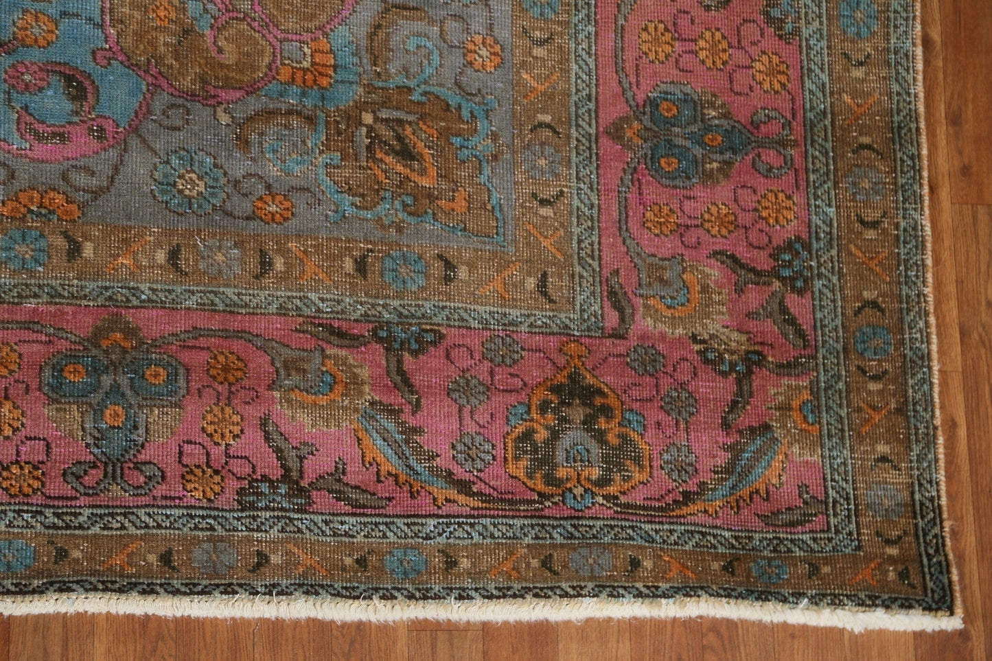 Distressed Over-Dyed Tabriz Persian Area Rug 10x13