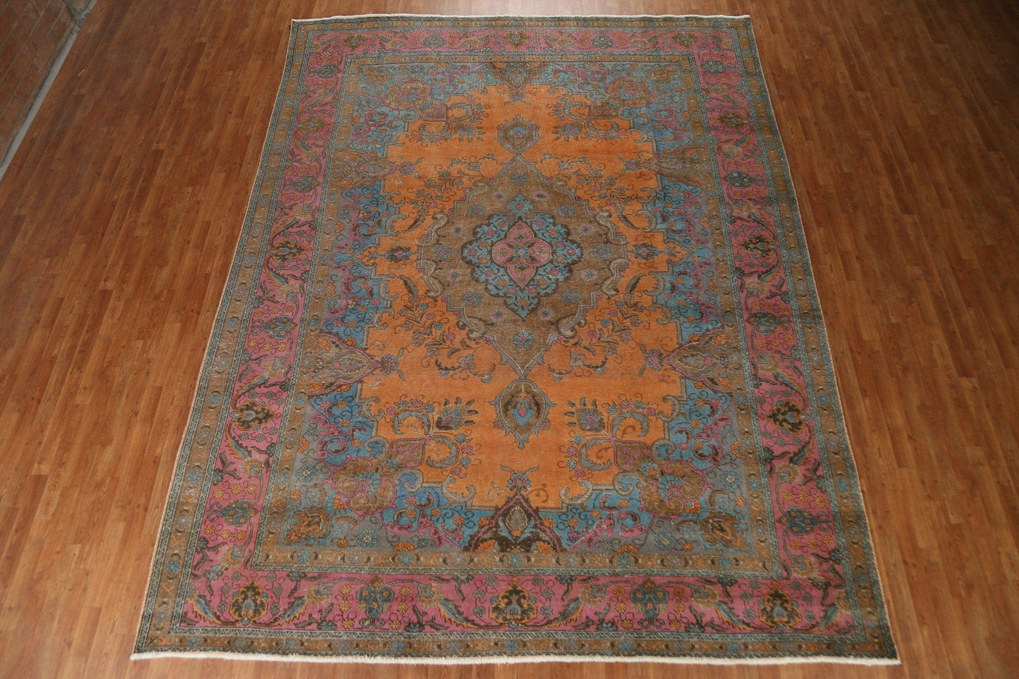 Distressed Over-Dyed Tabriz Persian Area Rug 10x13