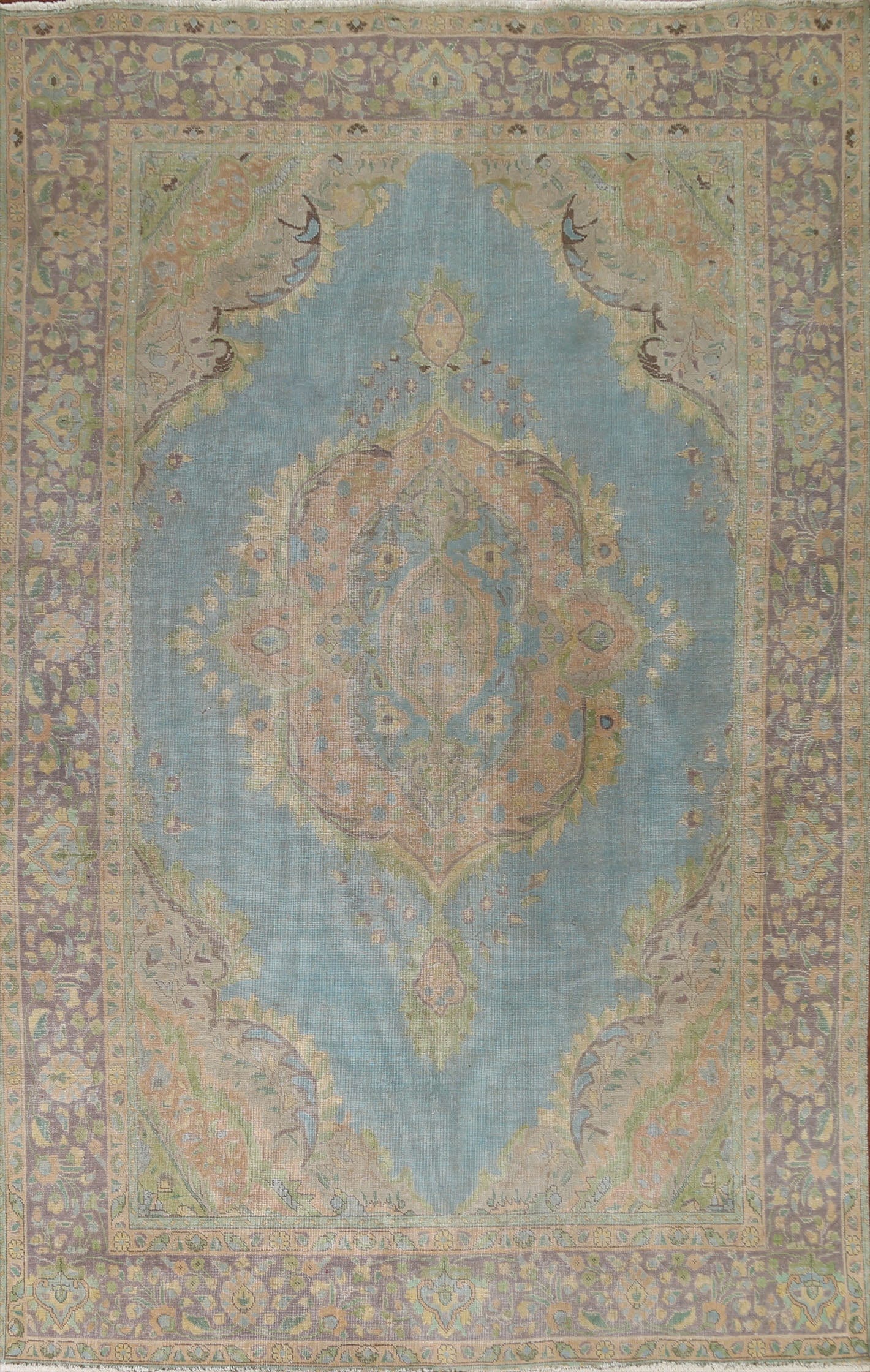 Distressed Over-Dyed Tabriz Persian Area Rug 8x11