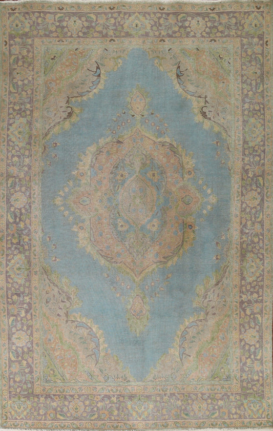 Distressed Over-Dyed Tabriz Persian Area Rug 8x11