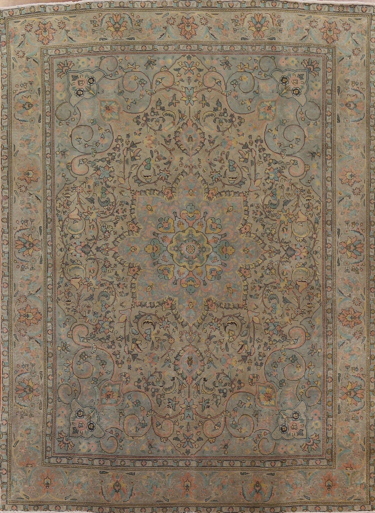 Distressed Over-Dyed Tabriz Persian Area Rug 10x12