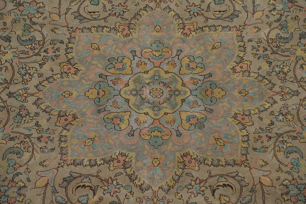 Distressed Over-Dyed Tabriz Persian Area Rug 10x12