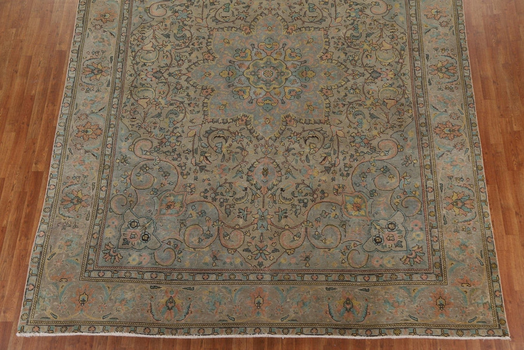 Distressed Over-Dyed Tabriz Persian Area Rug 10x12