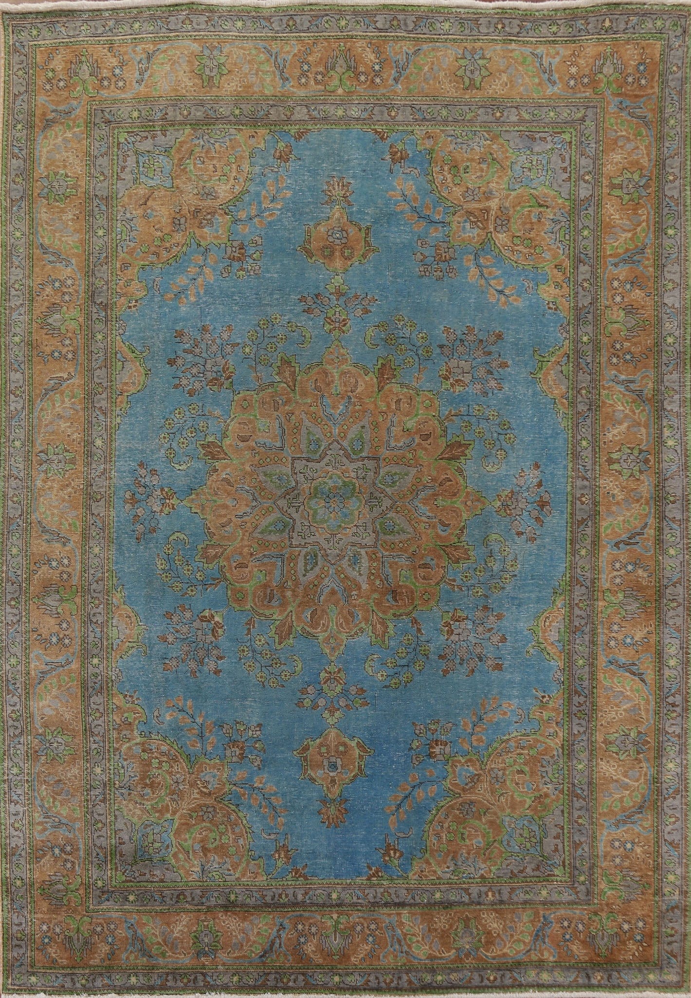 Distressed Over-Dyed Tabriz Persian Area Rug 8x11