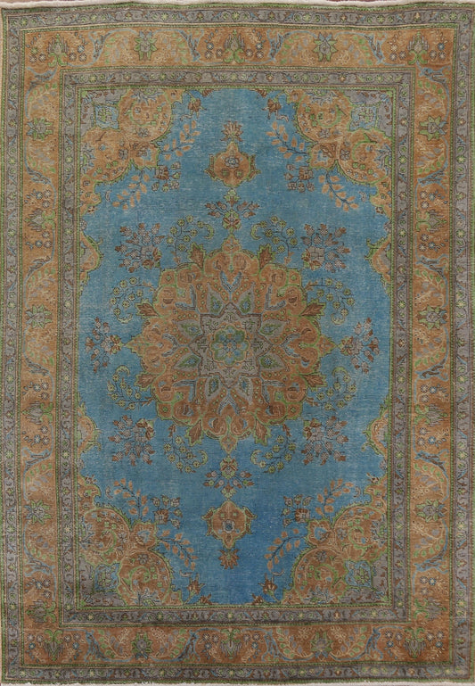 Distressed Over-Dyed Tabriz Persian Area Rug 8x11