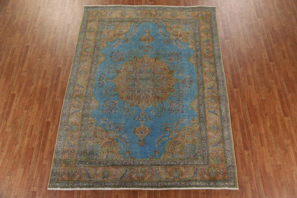 Distressed Over-Dyed Tabriz Persian Area Rug 8x11