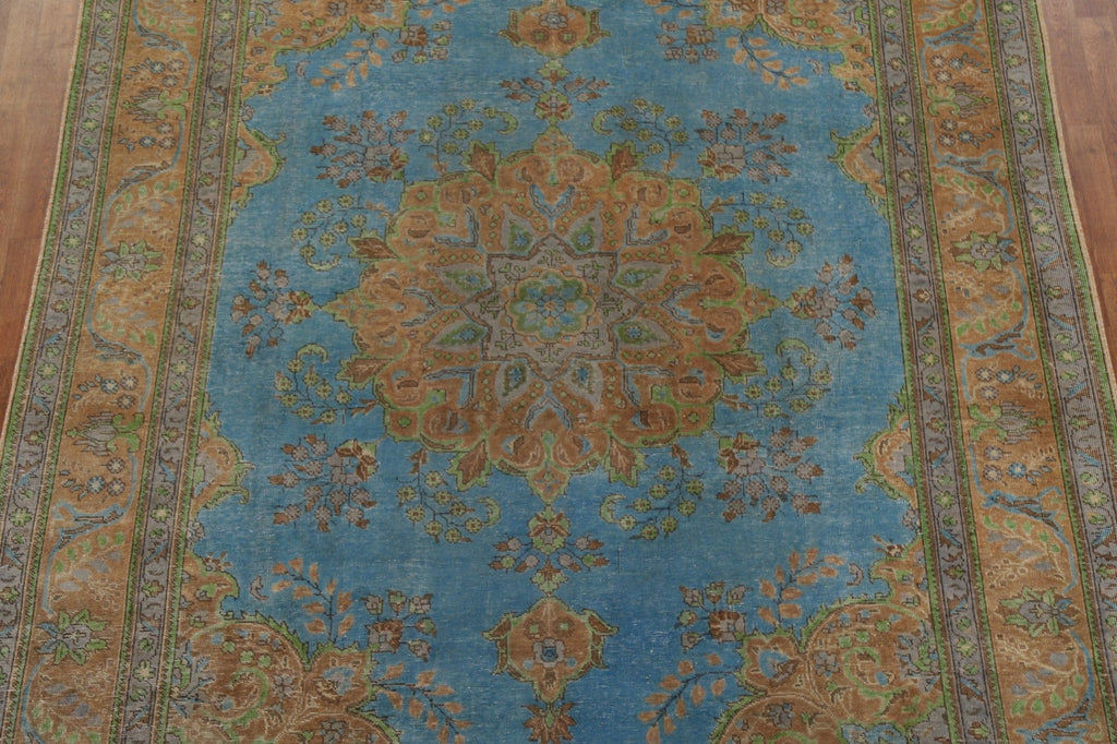 Distressed Over-Dyed Tabriz Persian Area Rug 8x11