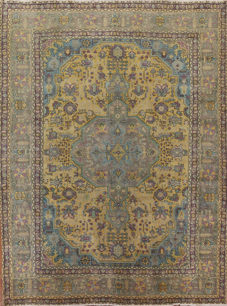 Geometric Over-Dyed Tabriz Persian Area Rug 10x11