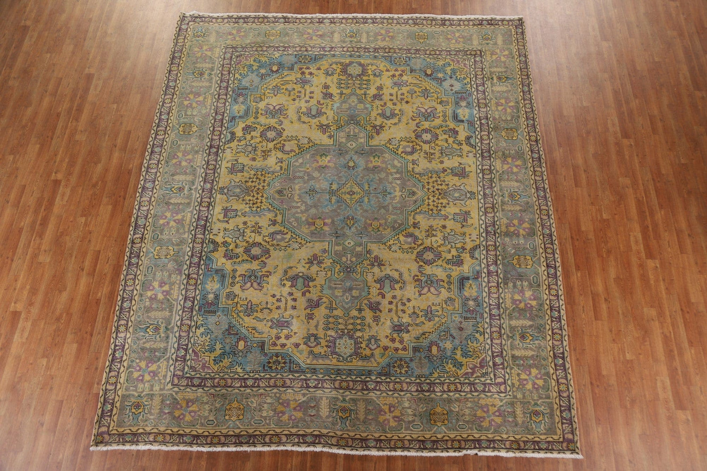 Geometric Over-Dyed Tabriz Persian Area Rug 10x11