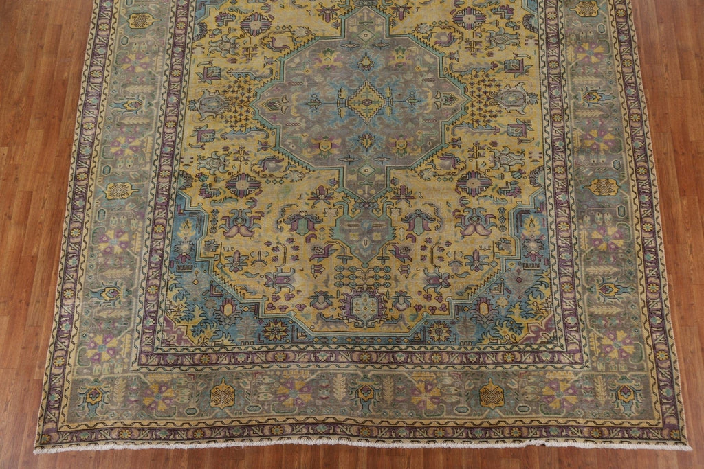 Geometric Over-Dyed Tabriz Persian Area Rug 10x11