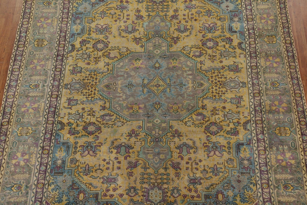 Geometric Over-Dyed Tabriz Persian Area Rug 10x11