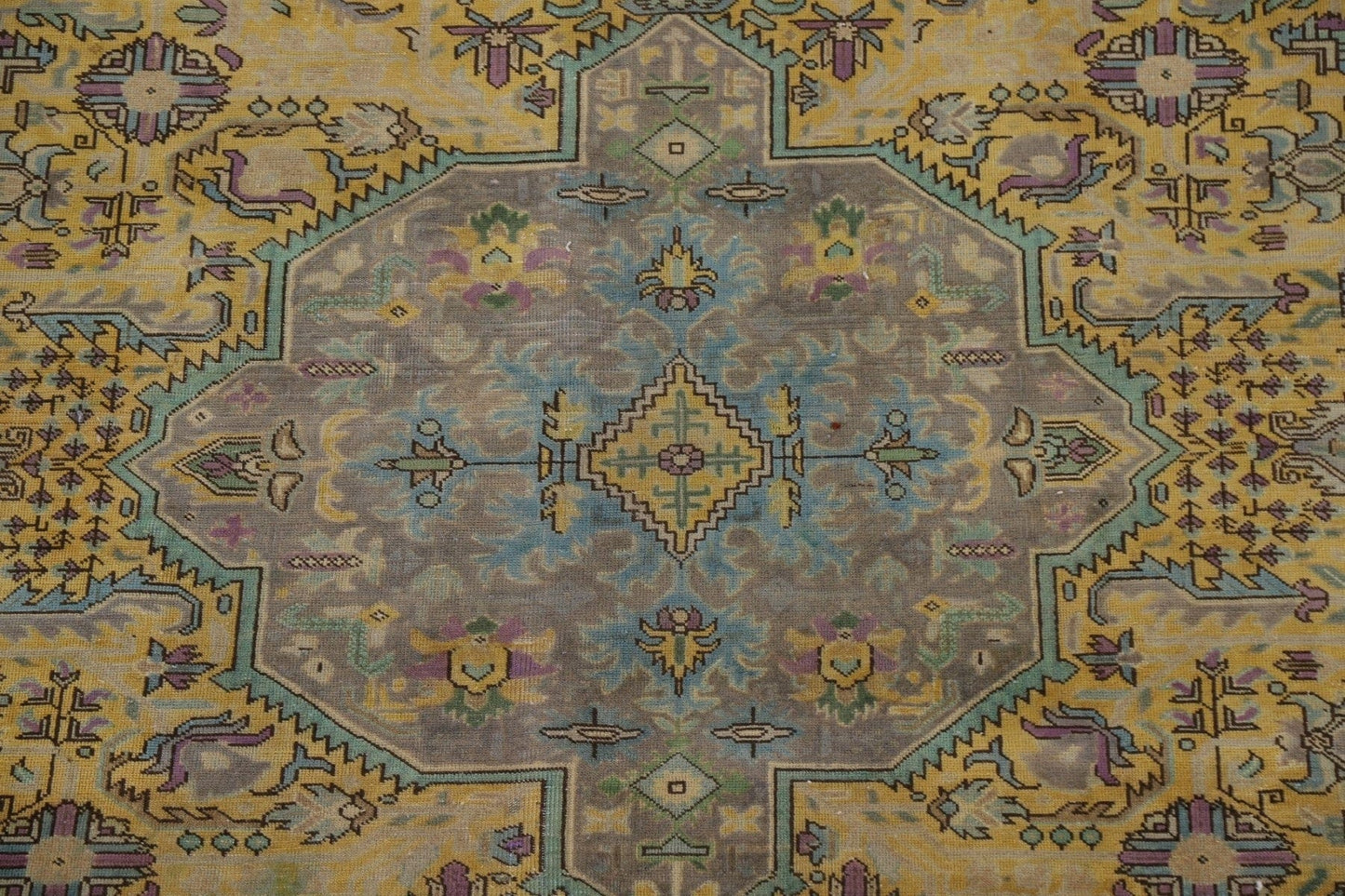 Geometric Over-Dyed Tabriz Persian Area Rug 10x11