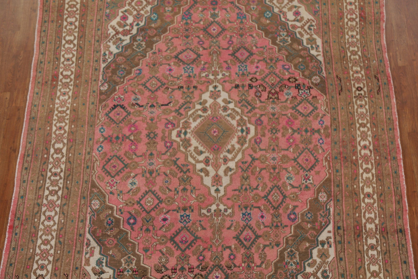 Pink Geometric Hamedan Persian Area Rug 7x10