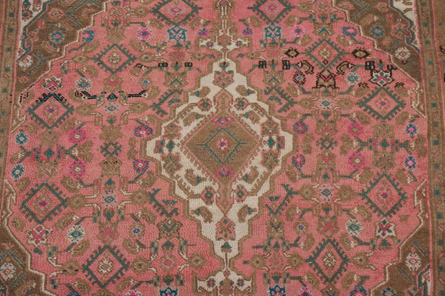 Pink Geometric Hamedan Persian Area Rug 7x10