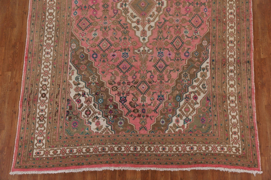 Pink Geometric Hamedan Persian Area Rug 7x10