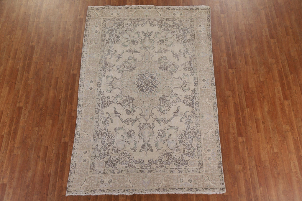 Distressed Tabriz Persian Area Rug 6x9