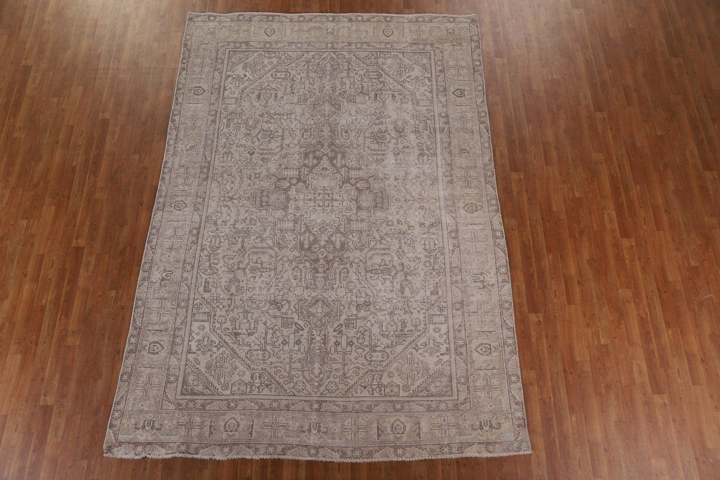 Distressed Geometric Tabriz Persian Area Rug 7x11