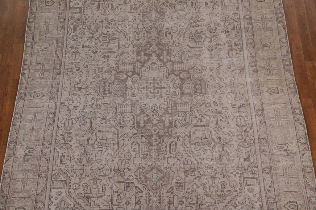 Distressed Geometric Tabriz Persian Area Rug 7x11