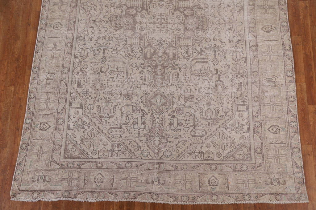 Distressed Geometric Tabriz Persian Area Rug 7x11