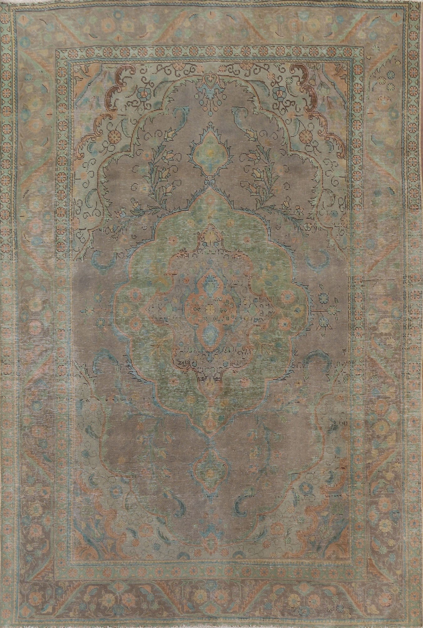 Distressed Over-Dyed Tabriz Persian Area Rug 8x11