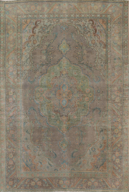 Distressed Over-Dyed Tabriz Persian Area Rug 8x11