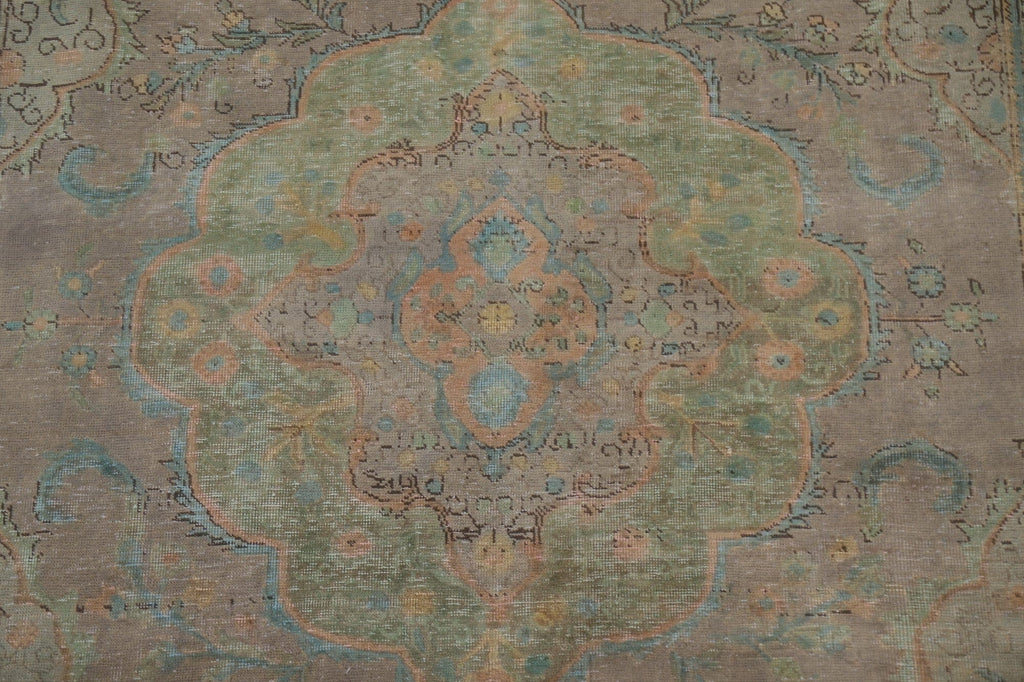 Distressed Over-Dyed Tabriz Persian Area Rug 8x11