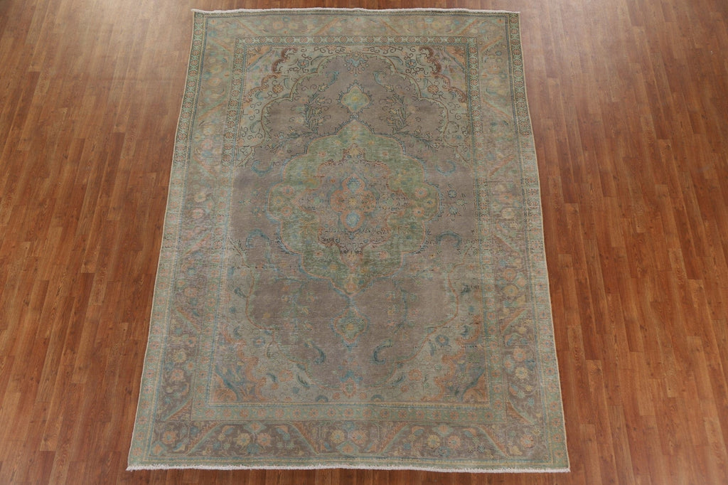 Distressed Over-Dyed Tabriz Persian Area Rug 8x11