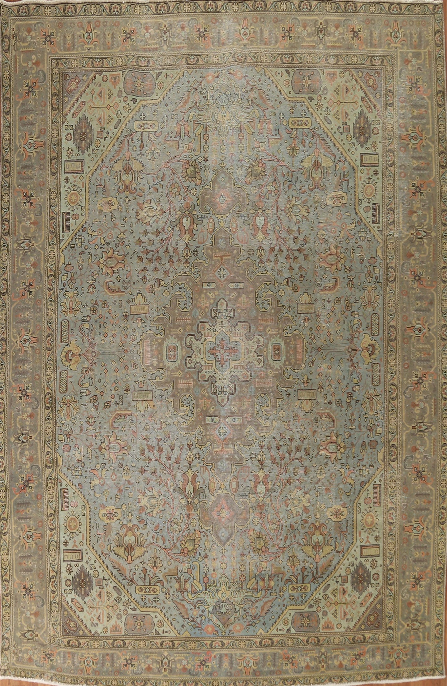 Distressed Over-Dyed Tabriz Persian Area Rug 10x13