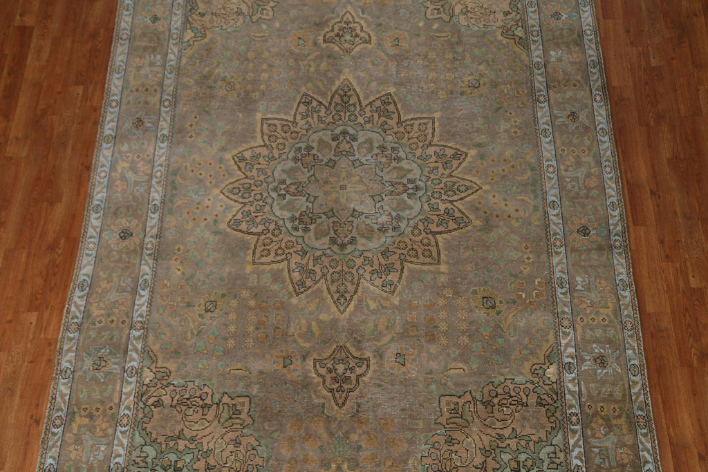 Distressed Over-Dyed Tabriz Persian Area Rug 7x10