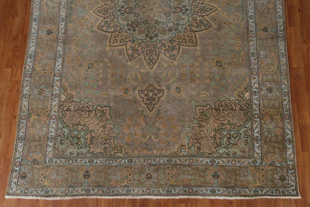 Distressed Over-Dyed Tabriz Persian Area Rug 7x10