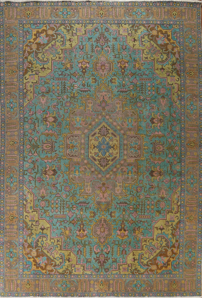 Distressed Over-Dyed Tabriz Persian Area Rug 9x12