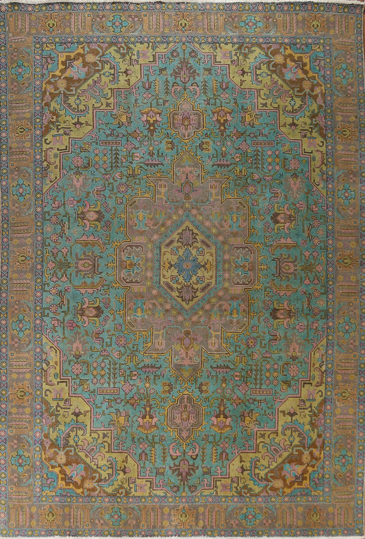 Distressed Over-Dyed Tabriz Persian Area Rug 9x12