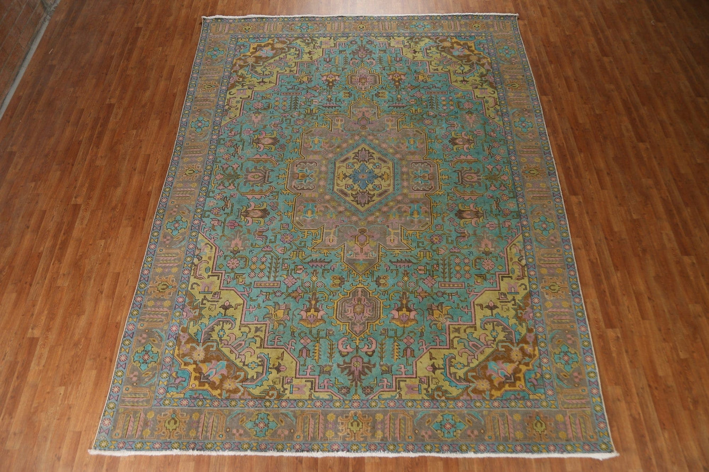 Distressed Over-Dyed Tabriz Persian Area Rug 9x12