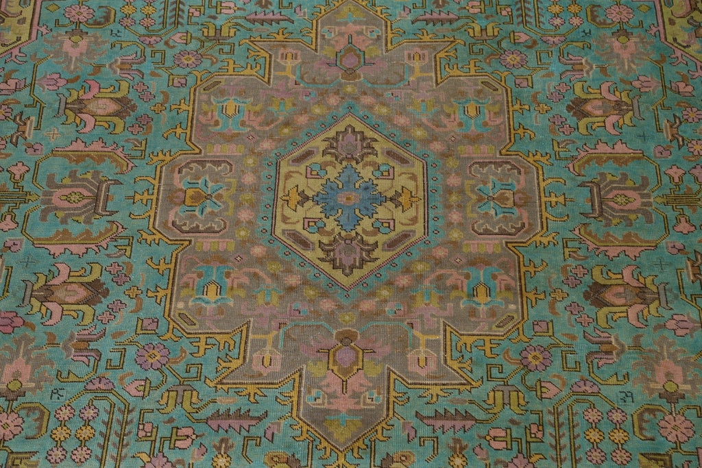 Distressed Over-Dyed Tabriz Persian Area Rug 9x12