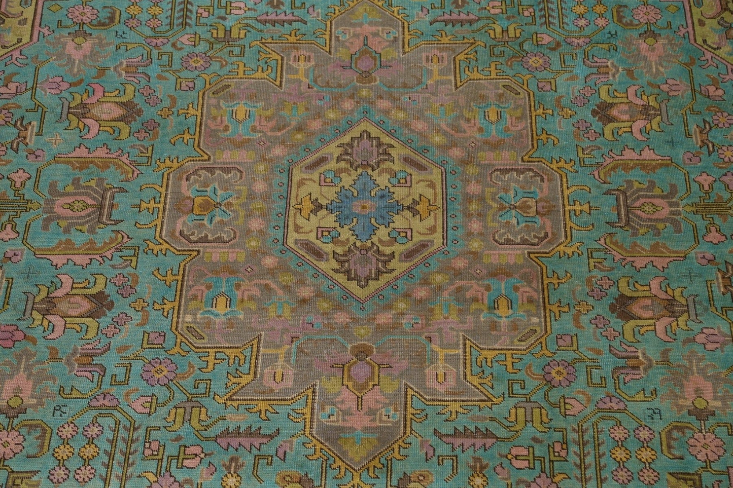 Distressed Over-Dyed Tabriz Persian Area Rug 9x12