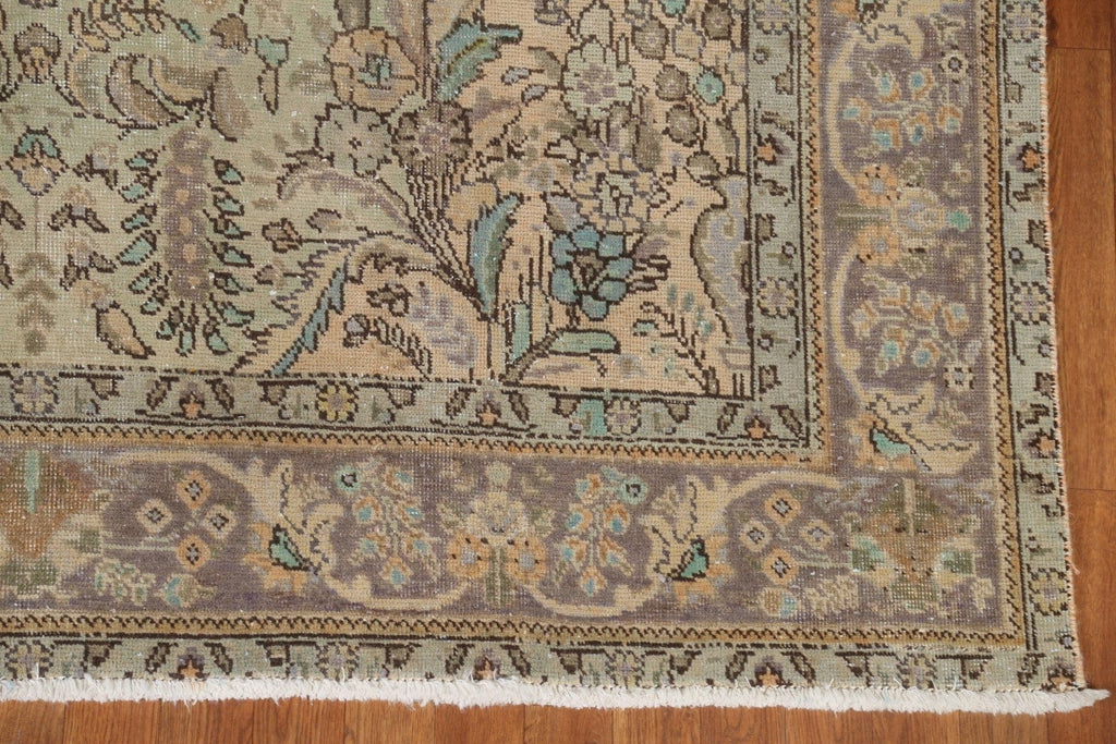 Vintage Green Tabriz Persian Area Rug 7x10